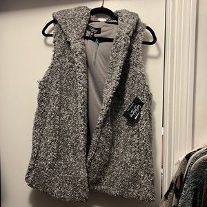 frosted grey hooded vest